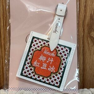 Venchi White Luggage Tag with Embroidered Design